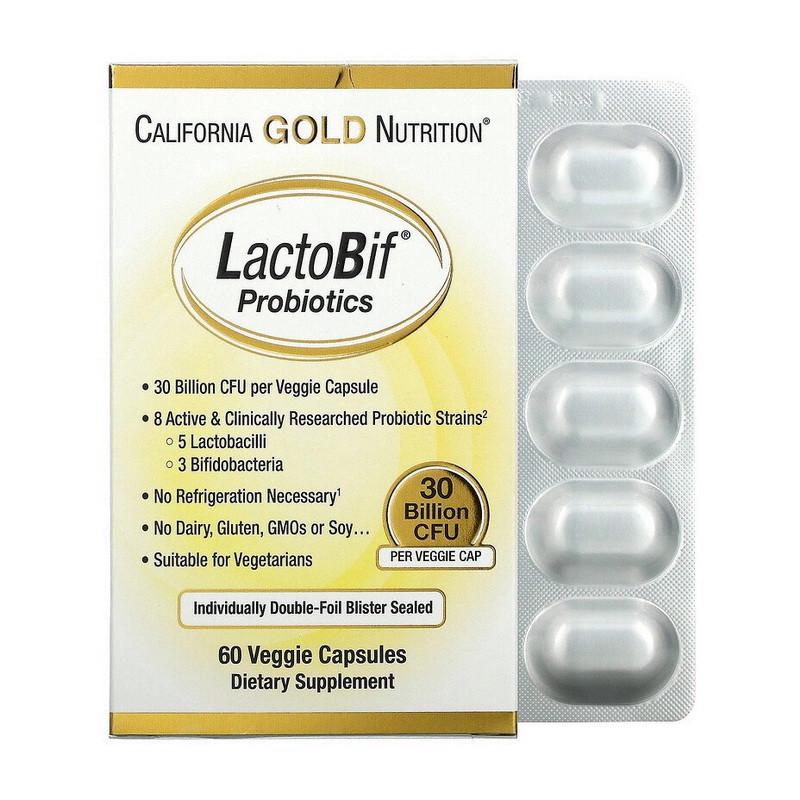 Пробіотики California Gold Nutrition LactoBif Probiotics 30 Billion 60 капс. (19726-01)