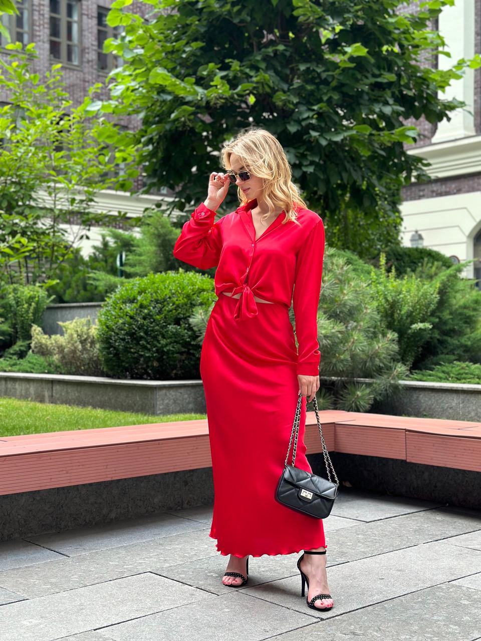 Жіноча блуза з шовку Армані M Червоний (2656491021) - фото 7