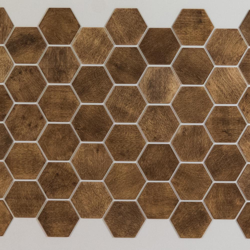 Панель деревянная на стену Соты 1 кв. м 36 шт. Береза темная (111726) - фото 7