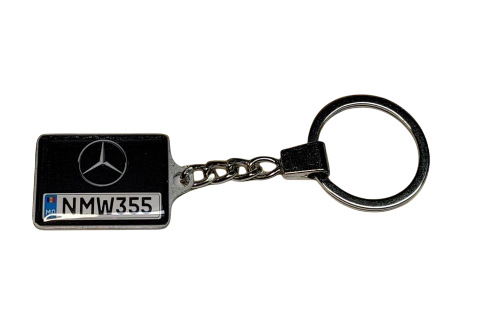 Брелок автомобильный номер с логотипом Mercedes и двухсторонний фото (2076023206)