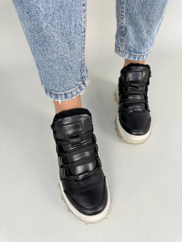 Кроссовки женские кожаные зимние р. 36 Черный (6401з/36) - фото 2