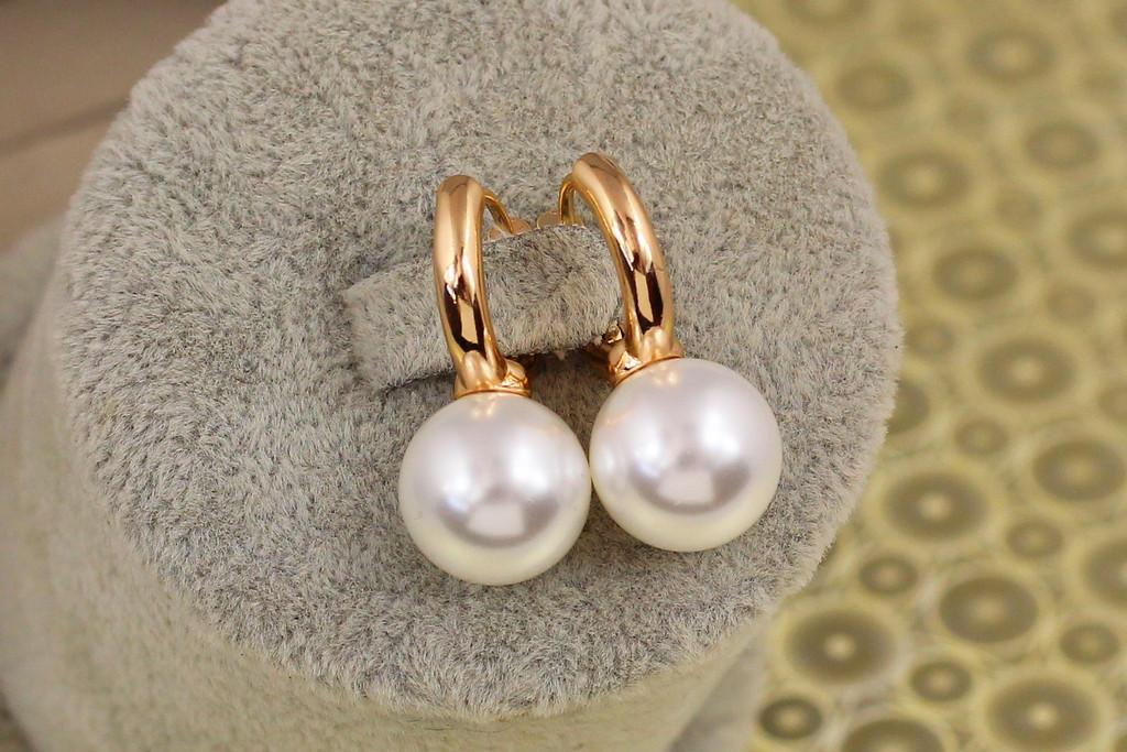 Серьги Xuping Jewelry страйт колечко с жемчужиной 12 мм 2,5 см Золотистый (2422996460)