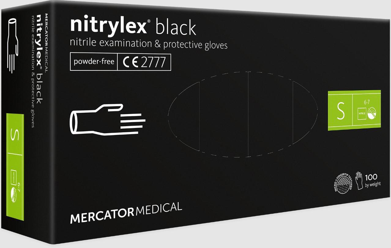 Перчатки Mercator Nitrylex нитриловые неопудренные 100 шт. S Черный - фото 2