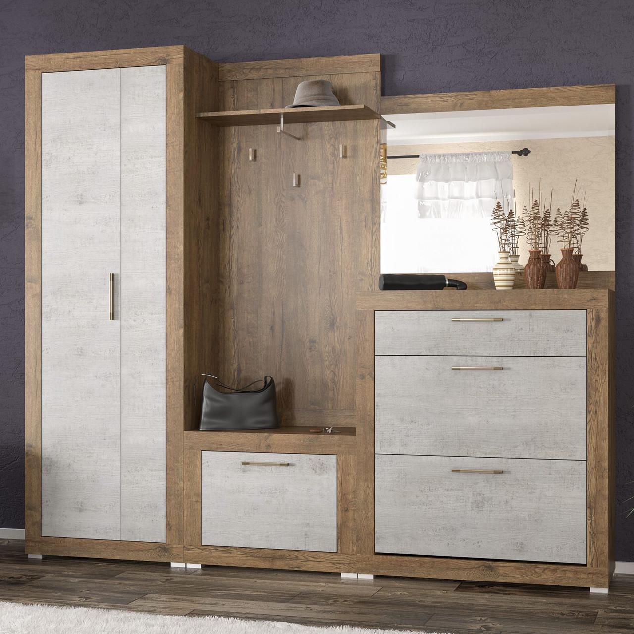 Тумба для обуви Мебель-Сервис Парма 2Д1Ш Дуб април/Бетон Индастри (26911684) - фото 3 Тумба для обуви Мебель-Сервис Парма 2Д1Ш Дуб април/Бетон Индастри (26911684) - фото 3