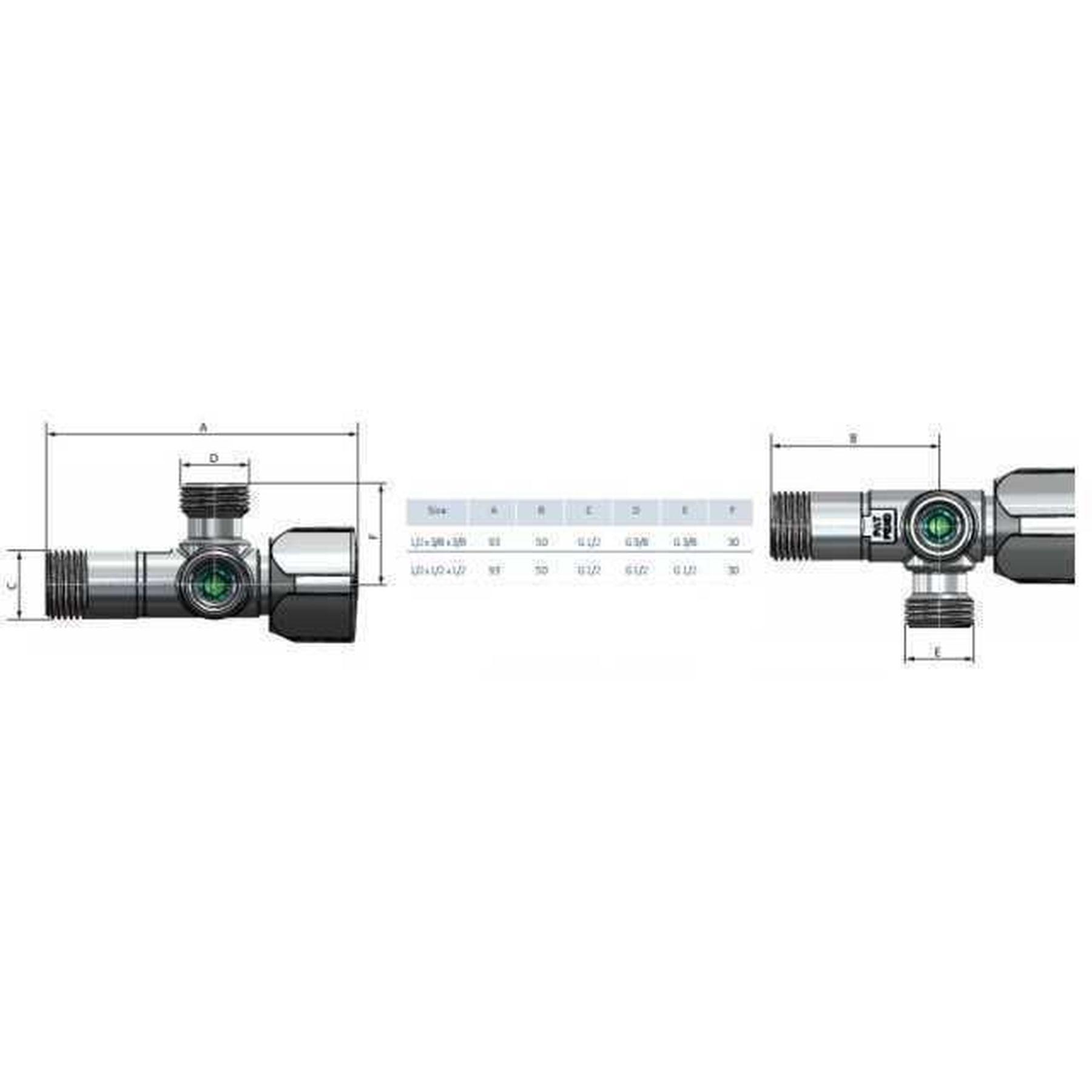 Кран кульовий кутовий подвійний Arco A80TWIN 1/2"х 1/2"х1/2" CQ4105 (000013551) - фото 2