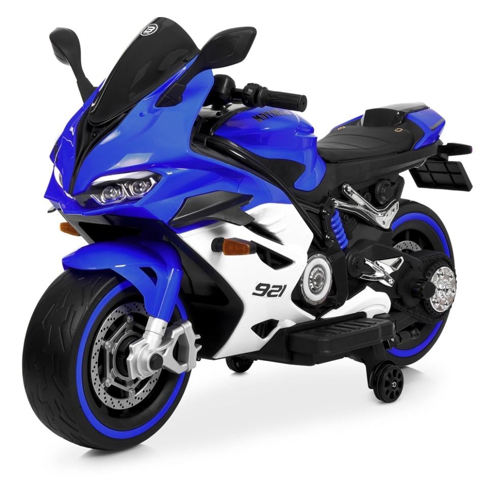 Детский электрический мотоцикл Bambi Racer 12V одноместный до 30 кг Синий (DE-169-E-1014)