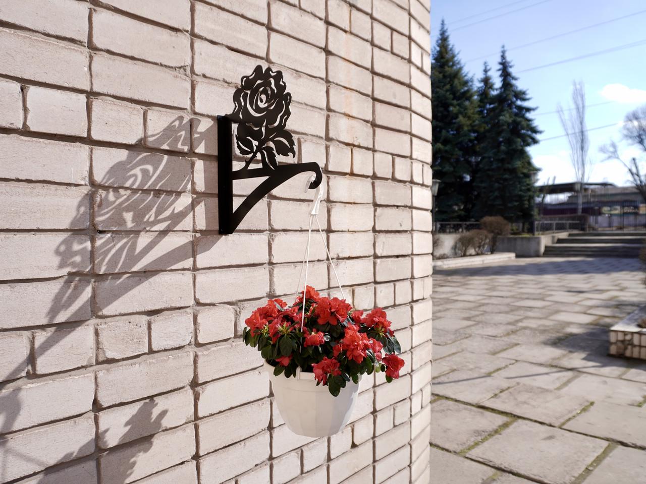 Кронштейн Роза для кашпо с цветами метал Черный (М016) - фото 7