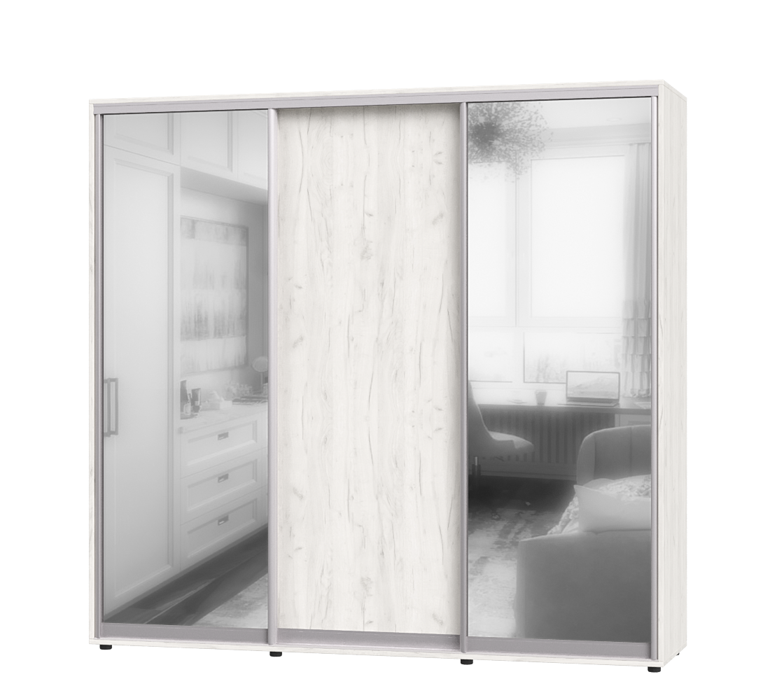 Шкаф-купе трехдверный Эверест ШК-04 220х60х220 см 
Дуб Крафт Белый (07141)