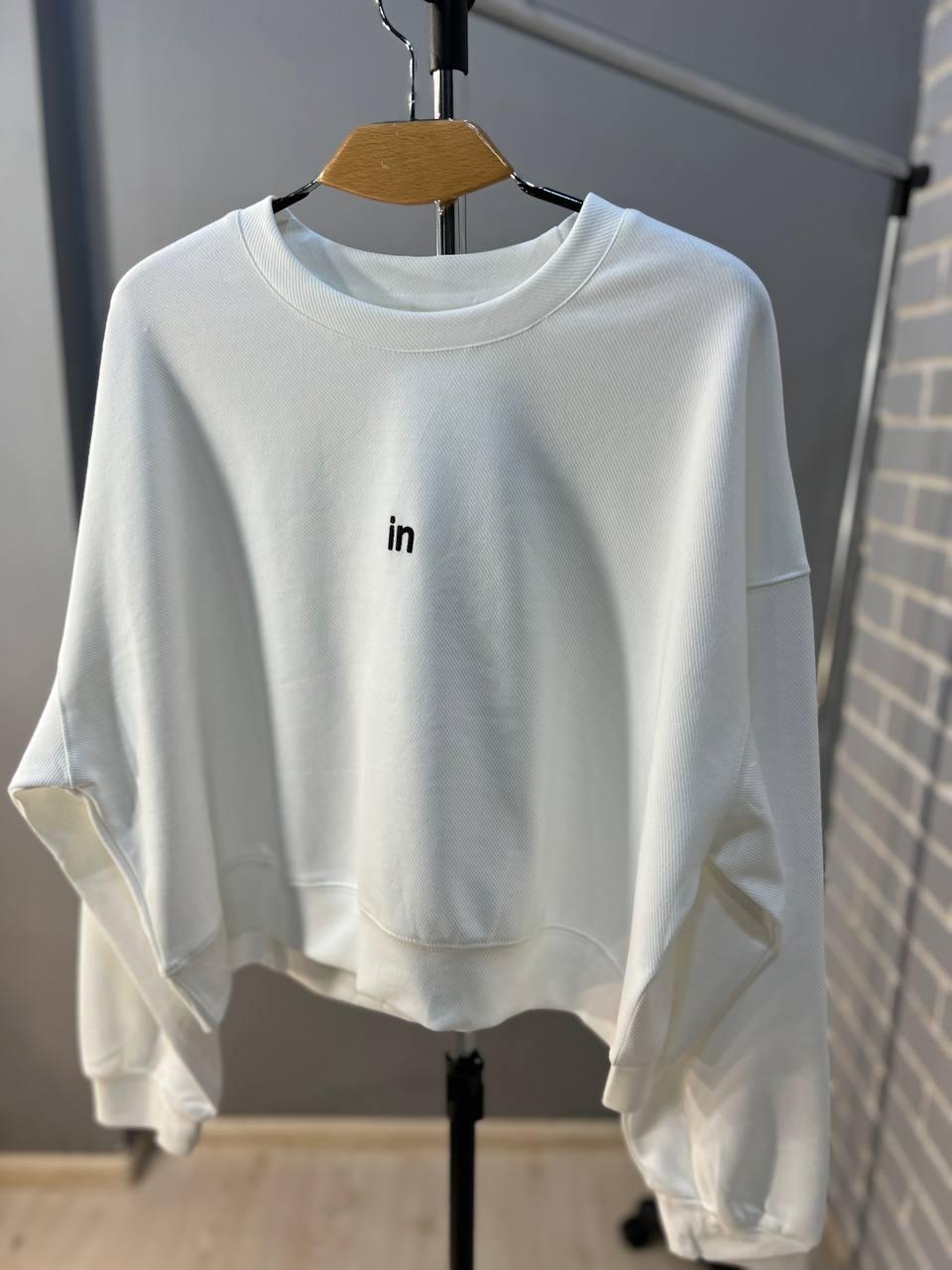 Світшот жіночий U S 36918 рубчик діагональ маленька вишивка in широкий OS Білий (1384) - фото 4 Світшот жіночий U S 36918 рубчик діагональ маленька вишивка in широкий OS Білий (1384) - фото 4