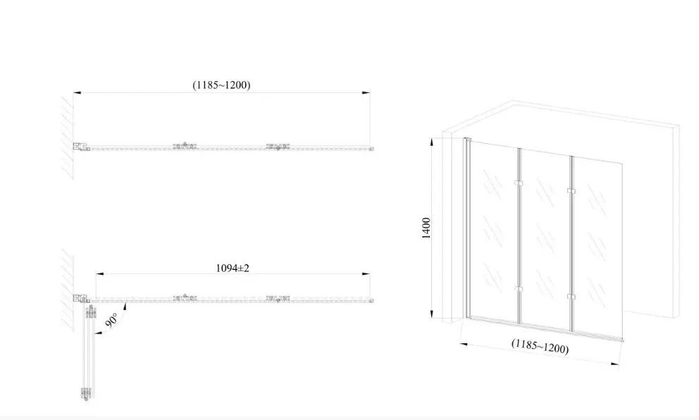 Шторка для ванны стеклянная AVKO Glass RDW02-J3 120х140 см Silver (5427120141) - фото 6