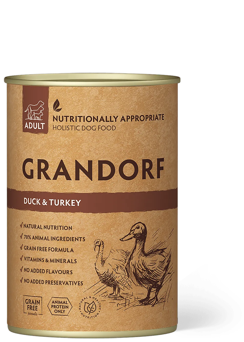 Корм влажный для взрослых собак Grandorf Dog Duck&Turkey с уткой и индейкой 400 г - фото 1