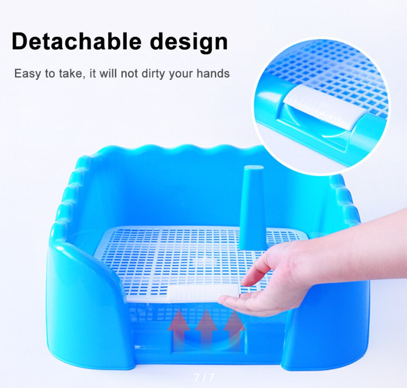 Лоток для собак под пеленку глубокий борт решетка со столбиком 41,5х42х14,5 см Голубой (2354930613) - фото 4 Лоток для собак под пеленку глубокий борт решетка со столбиком 41,5х42х14,5 см Голубой (2354930613) - фото 4