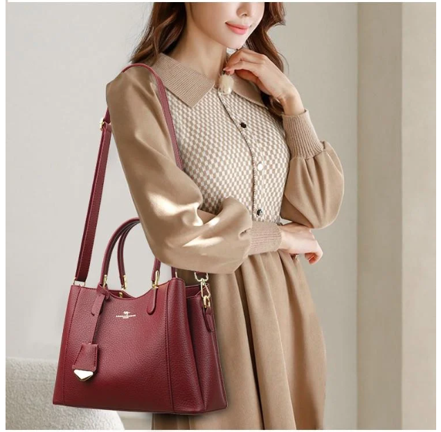 Жіноча сумка з натуральної шкіри Темно-червоний