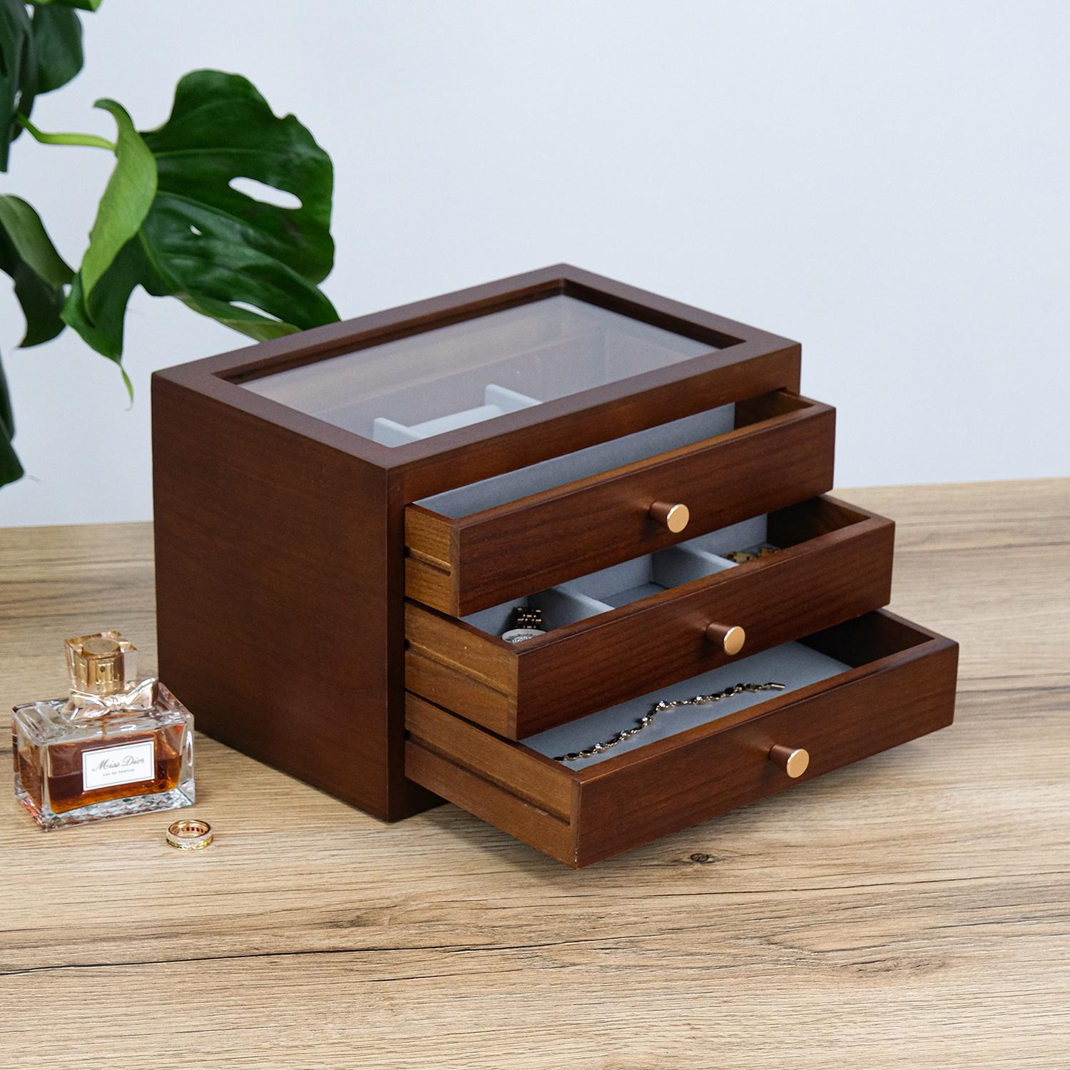 Шкатулка для украшений Гранд Презент деревянная трехслойная дерево липа 30х19х18,5 см (JZ-037-1)