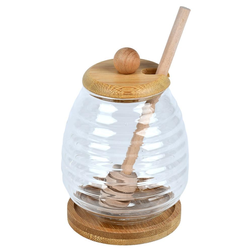 Банка для меду з ложкою на бамбуковій підставці R99463