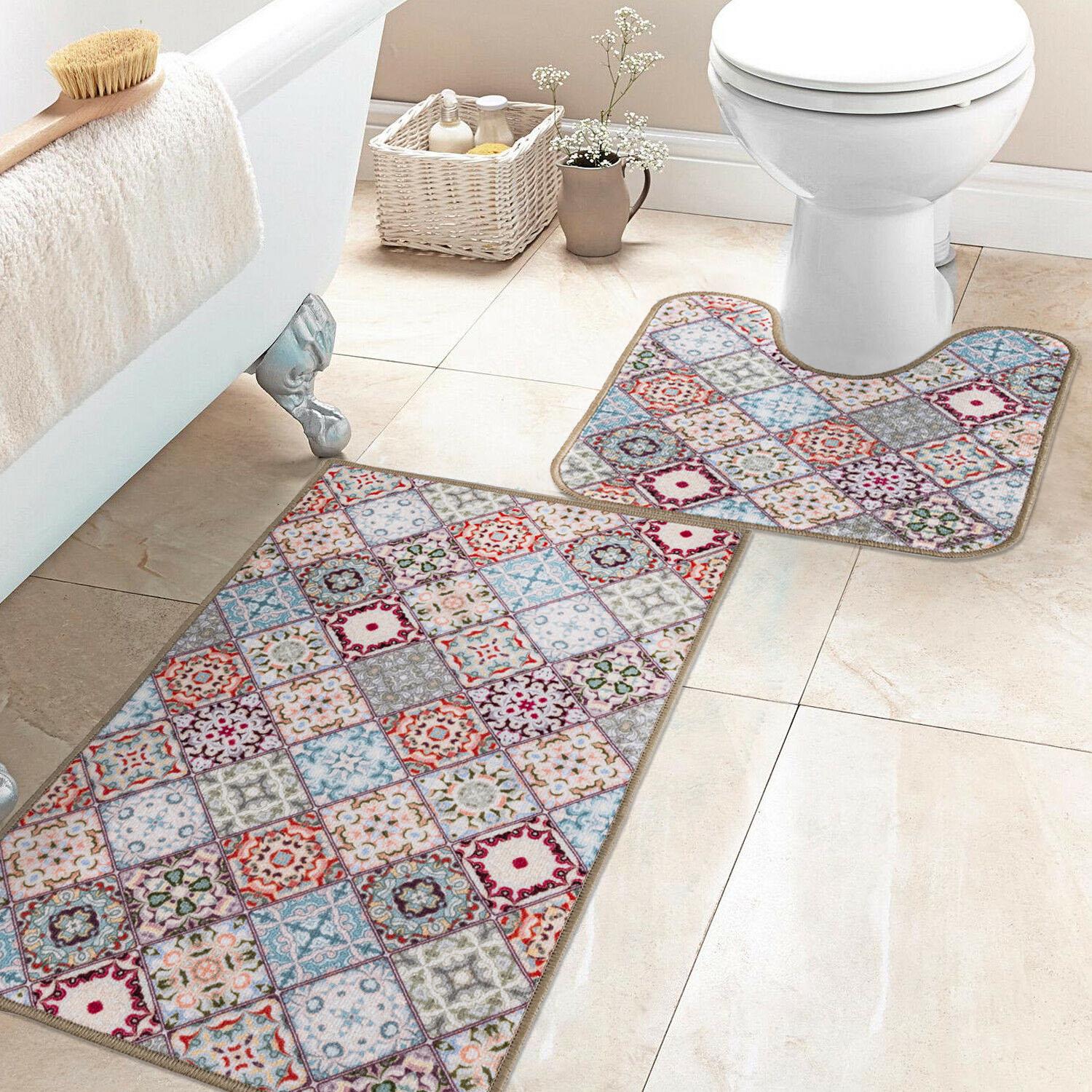 Набор ковриков в ванную комнату и туалет Print 202-2 100х150/57х60 см Бежевый/Голубой (484677384) - фото 1 Набор ковриков в ванную комнату и туалет Print 202-2 100х150/57х60 см Бежевый/Голубой (484677384) - фото 1