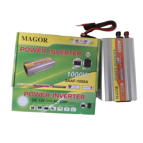 Інвертор Magor SAAF-1000A Santer FAA-1000W DC 12V в AC 220V із USB/запобіжником та захистом від перевантажень Сірий