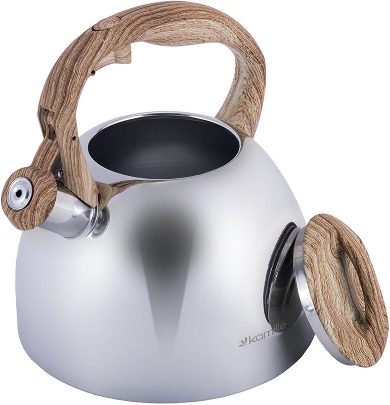 Чайник Kamille Whistling Kettle з нержавіючої сталі сатин зі свистком 2,7 л (KM-1090) - фото 3