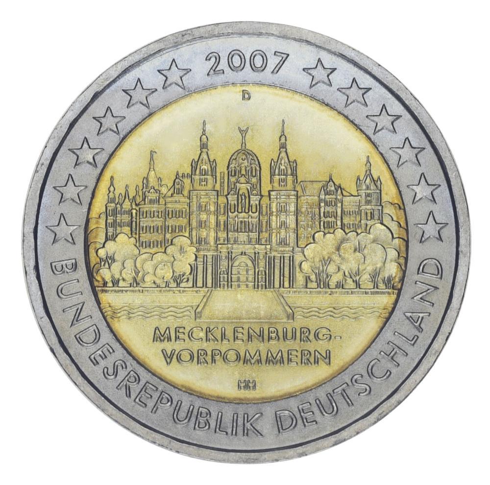 Колекційна монета Німеччина 2 євро 2007 Мекленбург-Передня Померанія UNC (KM#260)