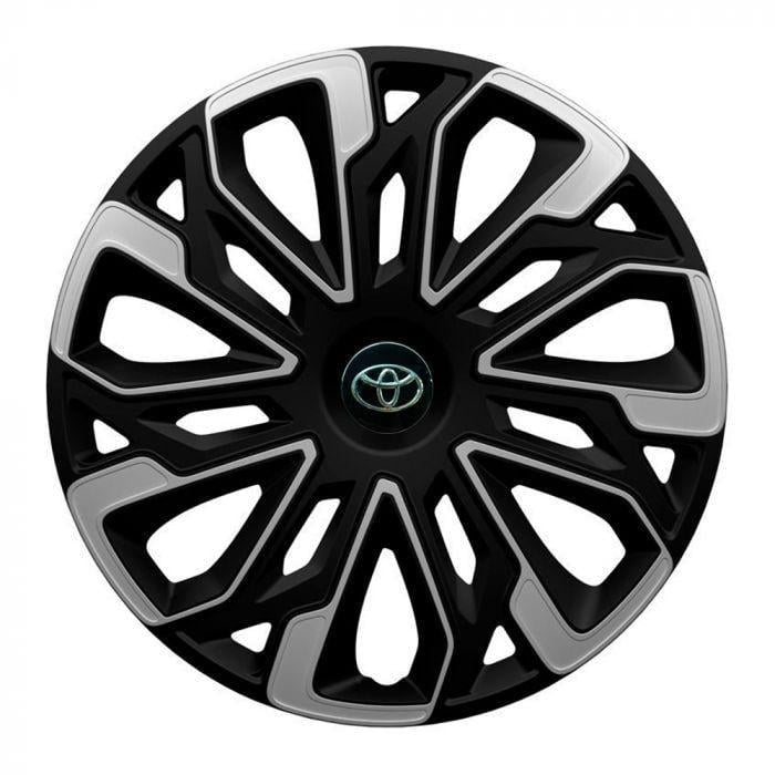 Ковпаки для коліс 4 Racing Estoril Silver/Black R14 з логотипом Toyota 4 шт.