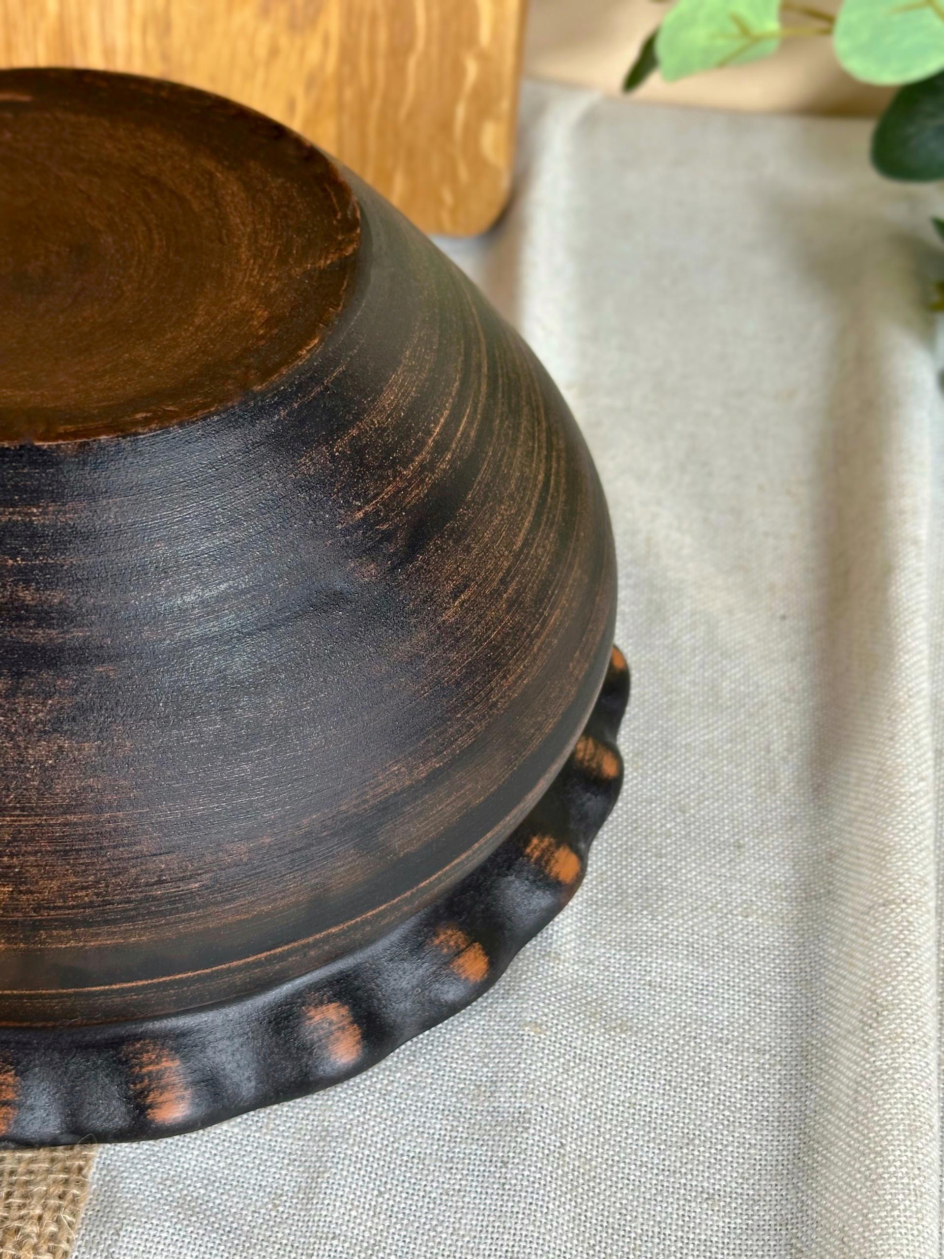 Макитра волна глиняная Гражда Гладка 2,5 л (13003-46) - фото 5 Макитра волна глиняная Гражда Гладка 2,5 л (13003-46) - фото 5