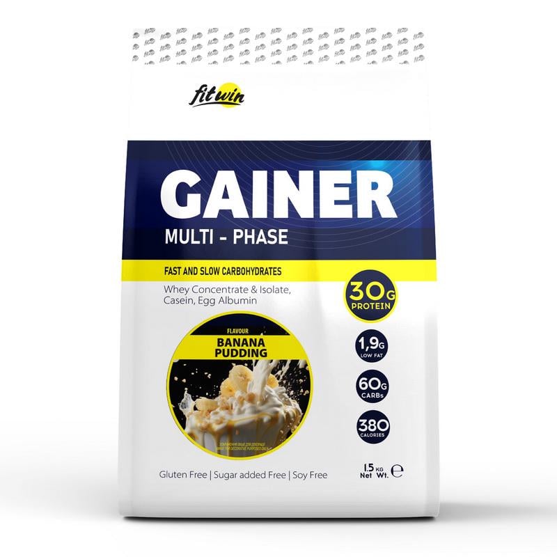 Гейнер FitWin Gainer Multi-Phase 1,5 кг Банановый пудинг