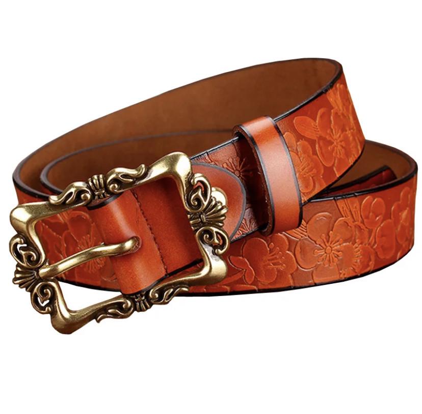 Ремень женский кожаный 115 см Коричневый (пас111)