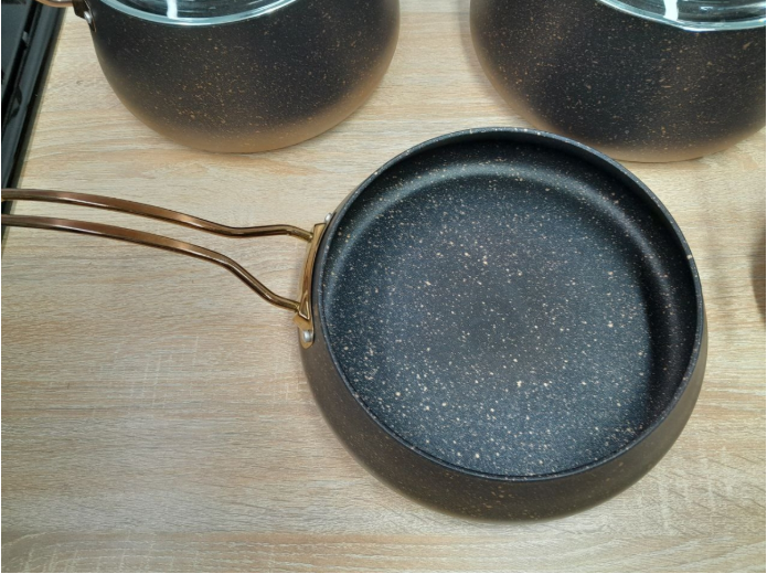 Набор посуды со сковородкой OMS с антипригарным покрытием для индукции 7 предметов Бронзовый (3041-bronze) - фото 6 Набор посуды со сковородкой OMS с антипригарным покрытием для индукции 7 предметов Бронзовый (3041-bronze) - фото 6