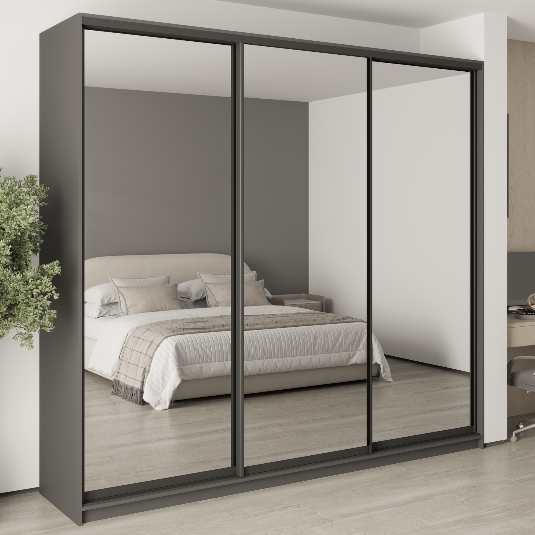 Шкаф-купе трехдверный Mebel Star Комбо BG MBS-9796 260х45х240 см Антрацит (1009785)