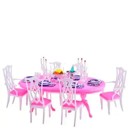 Мебель для кукол Gloria 9712 Столовая обеденный стол со стульями (9712)