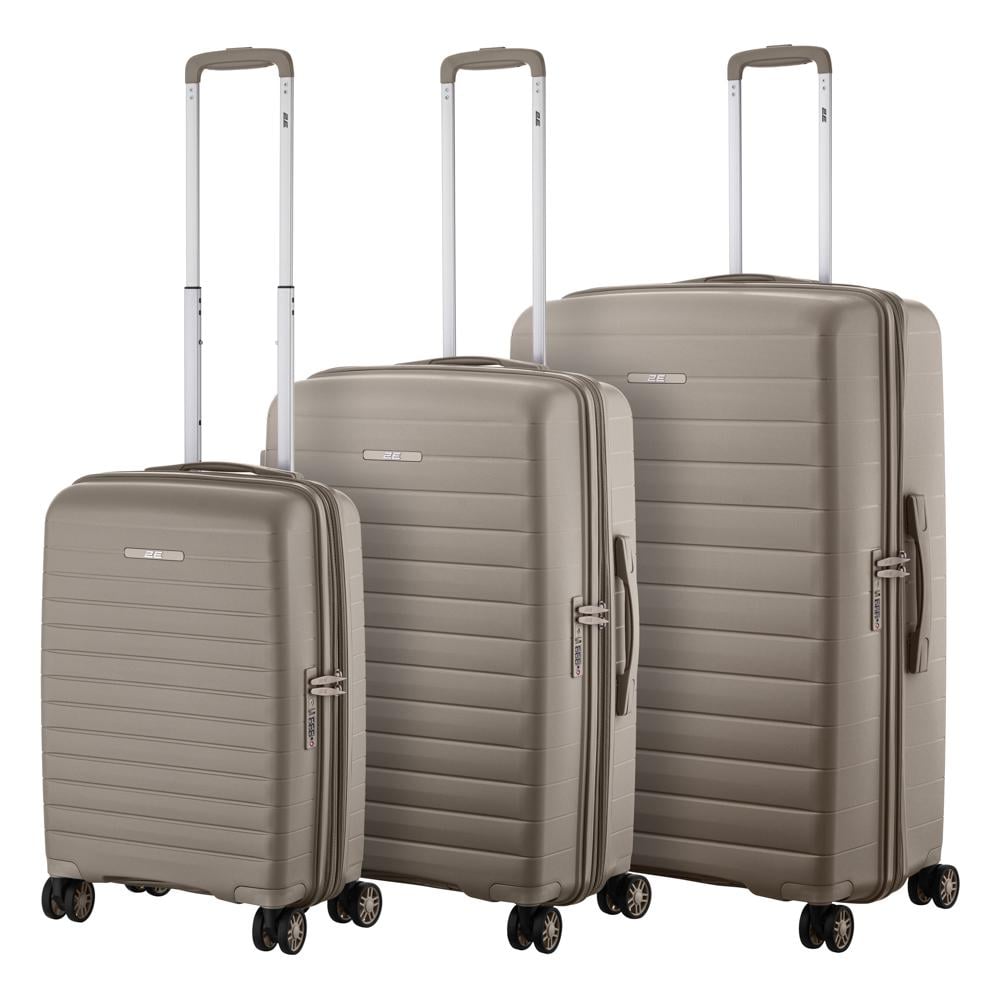 Набір валіз дорожніх 2E Aero поліпропілен замок TSA з 4 колесами S/M/L Серо-коричневый (2E-SPP-AERO-SET3-TP) - фото 2 Набір валіз дорожніх 2E Aero поліпропілен замок TSA з 4 колесами S/M/L Серо-коричневый (2E-SPP-AERO-SET3-TP) - фото 2