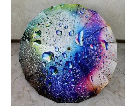 Парасолька складана Три слони 3 складання 16 спиць подвійні/потрійні автомат Атлас/Сатин (7521/6)