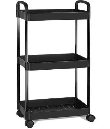 Этажерка на колесах RIAS Shelf 6033-3 3 яруса 70,5x38,5x25 см Black (3_08733)