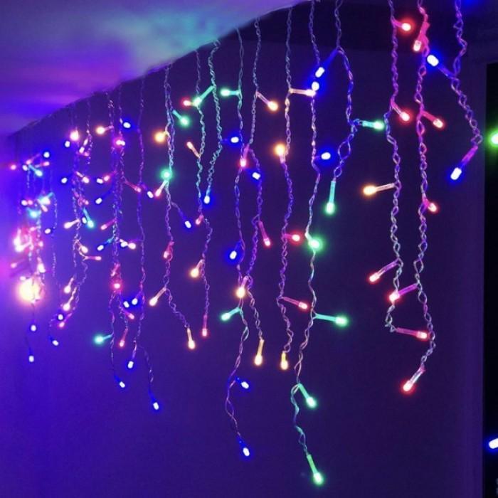 Гирлянда Бахрома прозрачный провод 120 LED 3х0,7м Разноцветный (3017)