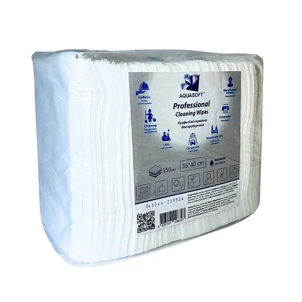 Салфетки Aquasoft спанлейс гладкие 150 шт. в составные 35х40 см (009832)