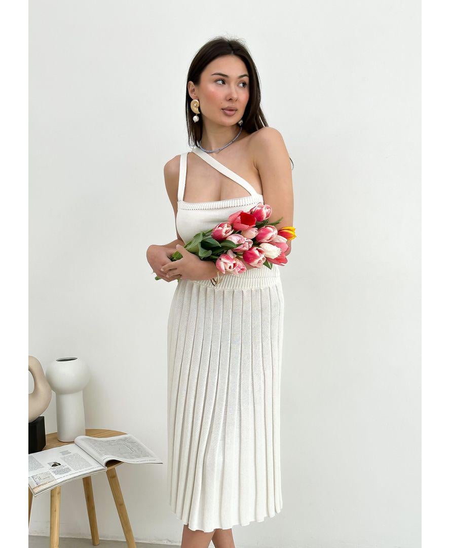 Топ вязаный женский с косыми лямками Joy M Молочный (29078) Топ вязаный женский с косыми лямками Joy M Молочный (29078)