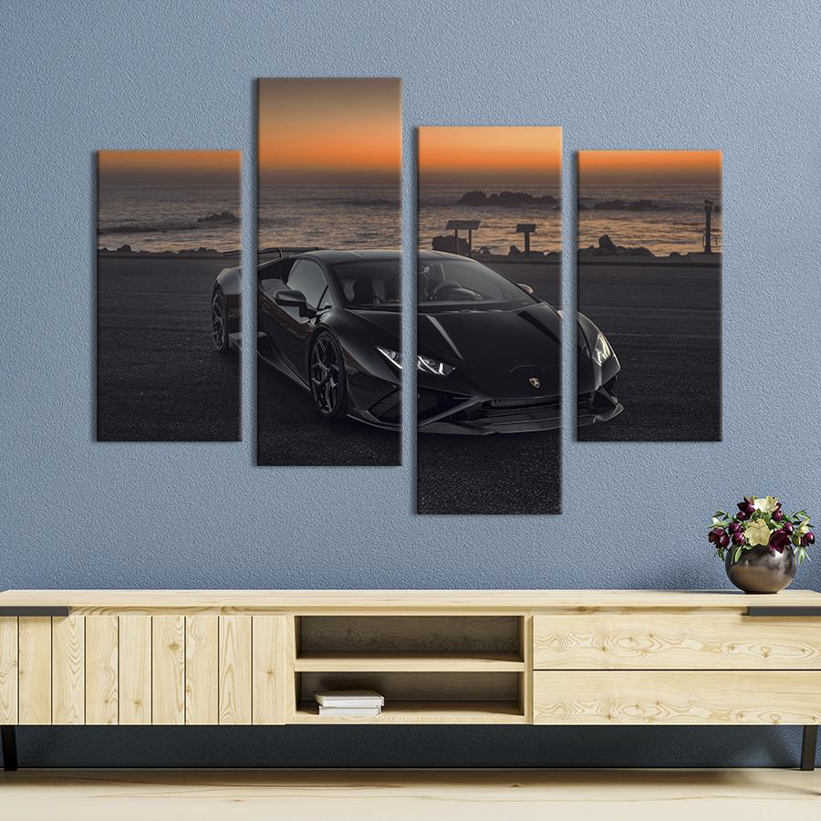 Картина на холсте Стильный Lamborghini Huracаn в чёрном цвете 149x106 см (1375-42)