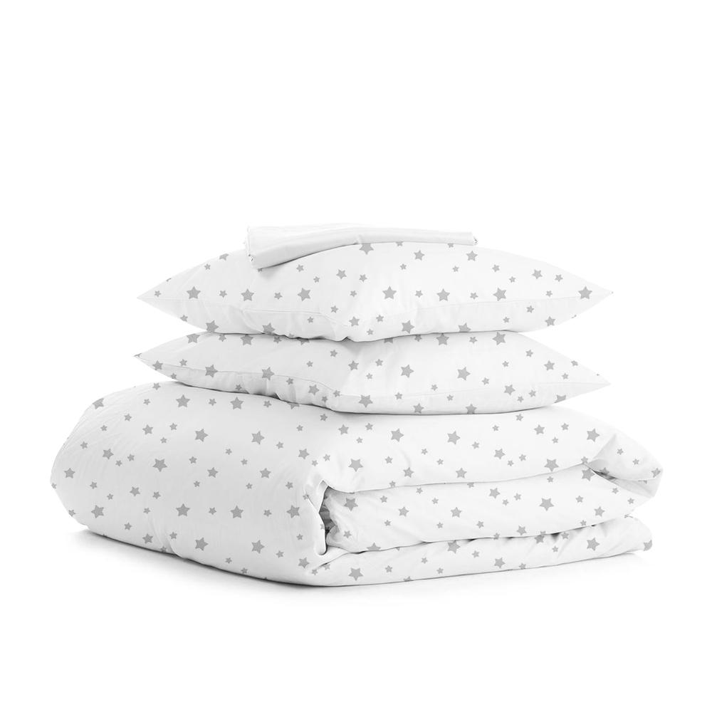 Комплект евро постельного белья Cosas Grey Star White 200х220 см (4822081580273)