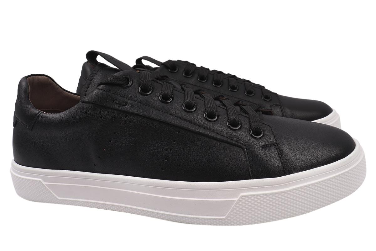 Кеды мужские Davis из кожи на низком ходу на шнуровке р. 45 Черный (110-21/22DTC)