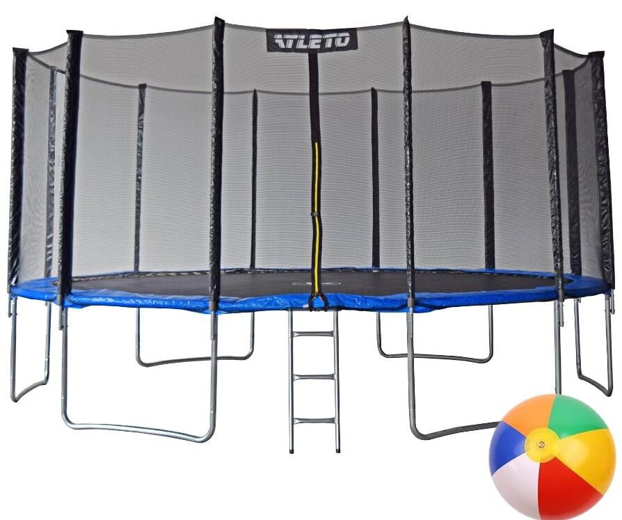 Батут детский Atleto с сеткой/стремянкой/мячиком 490 см (3119)