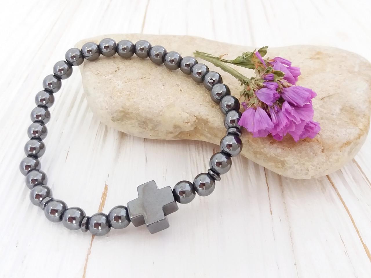 Браслет из Гематита с крестом d 6 мм (1522409861) Браслет из Гематита с крестом d 6 мм (1522409861)