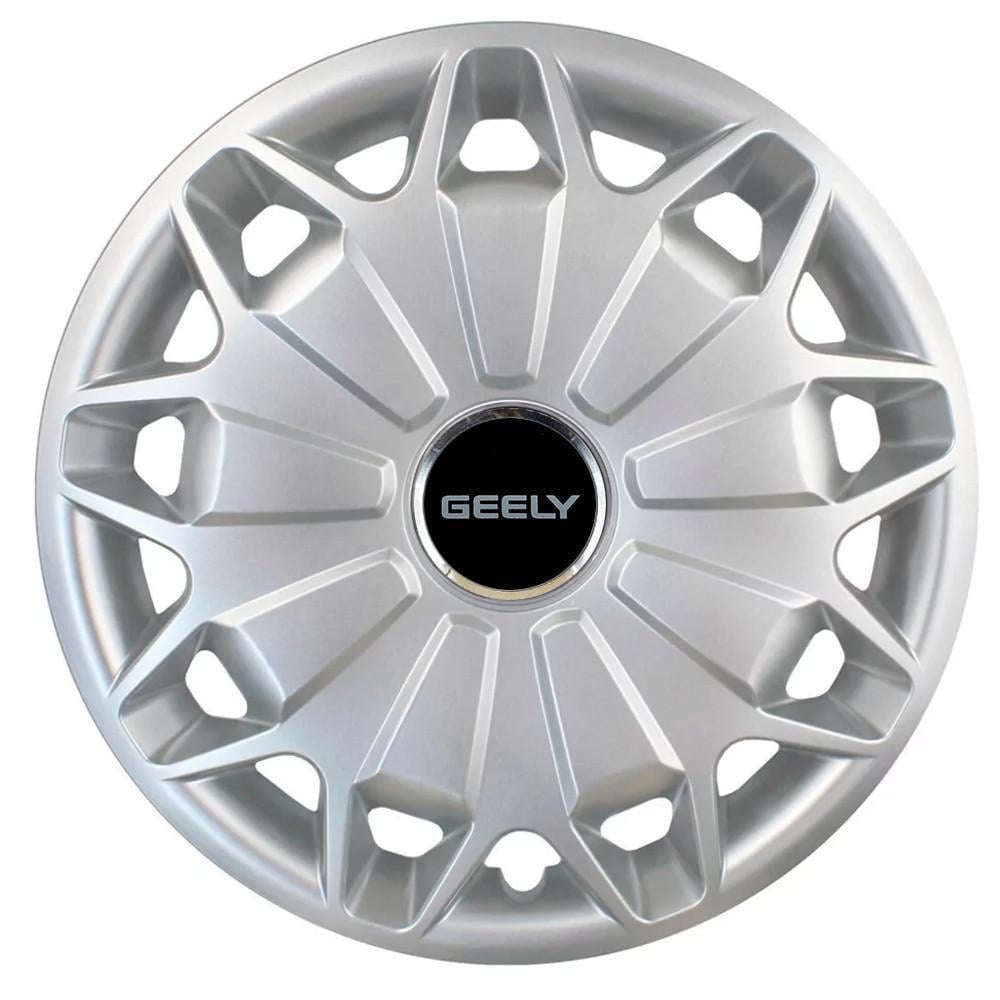 Колпаки SJS 338 с логотипом Geely R15 4 шт. Серебристый