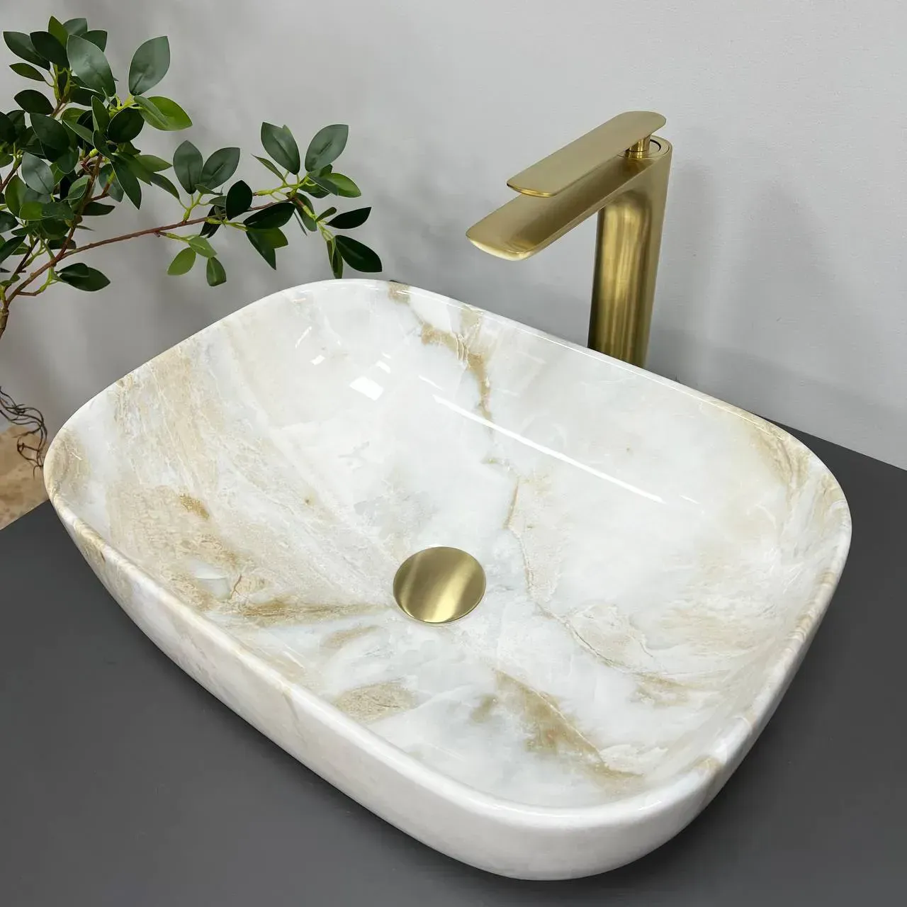 Умывальник накладной VBI Ravenna прямоугольный 460x325 мм Бежевый (RM-VBI-011212)