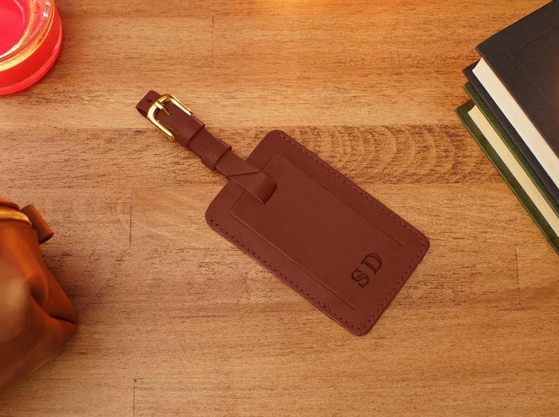 Бірка шкіряна для сумки/багажу з персоналізацією Коричневий (115704)