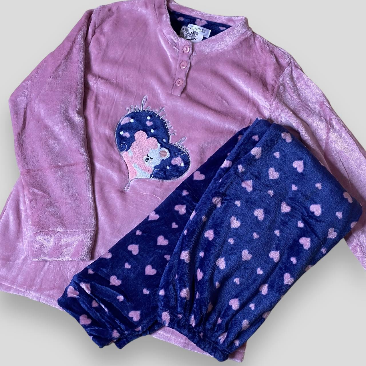 Пижама женская теплая Valentine's Day Сердце плюшевая XL (X12593) - фото 4