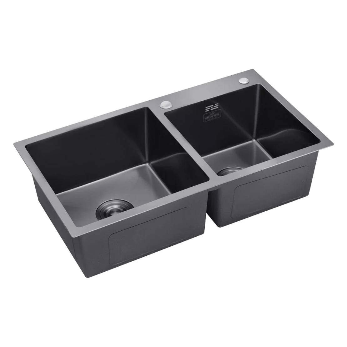 Мийка для кухні подвійна Kroner KRP Schwarze 7843ZHM PVD 3/1 мм Чорний (CV022797) - фото 4
