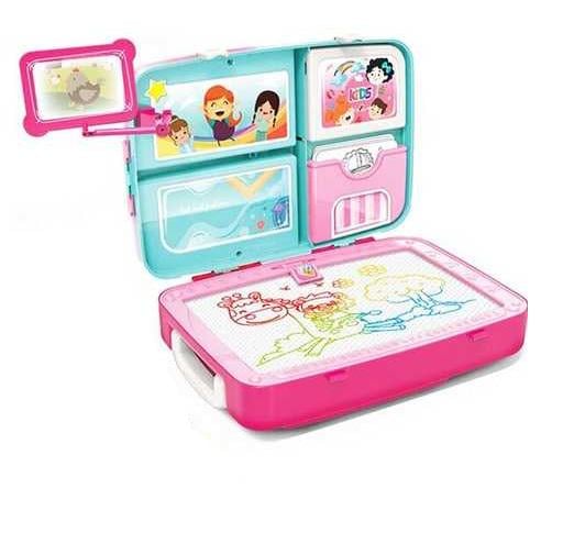 Учебный набор для рисования Backpack Packing 3в1 мел/маркеры/магниты в пластиковом чемоданчике 30х20х8 см Розовый (opt-15691)