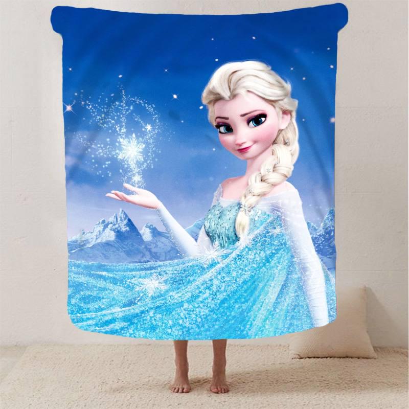 Плед плюшевый с 3D рисунком Ледяное сердце Эльза велюр 135х160 см (12800В)