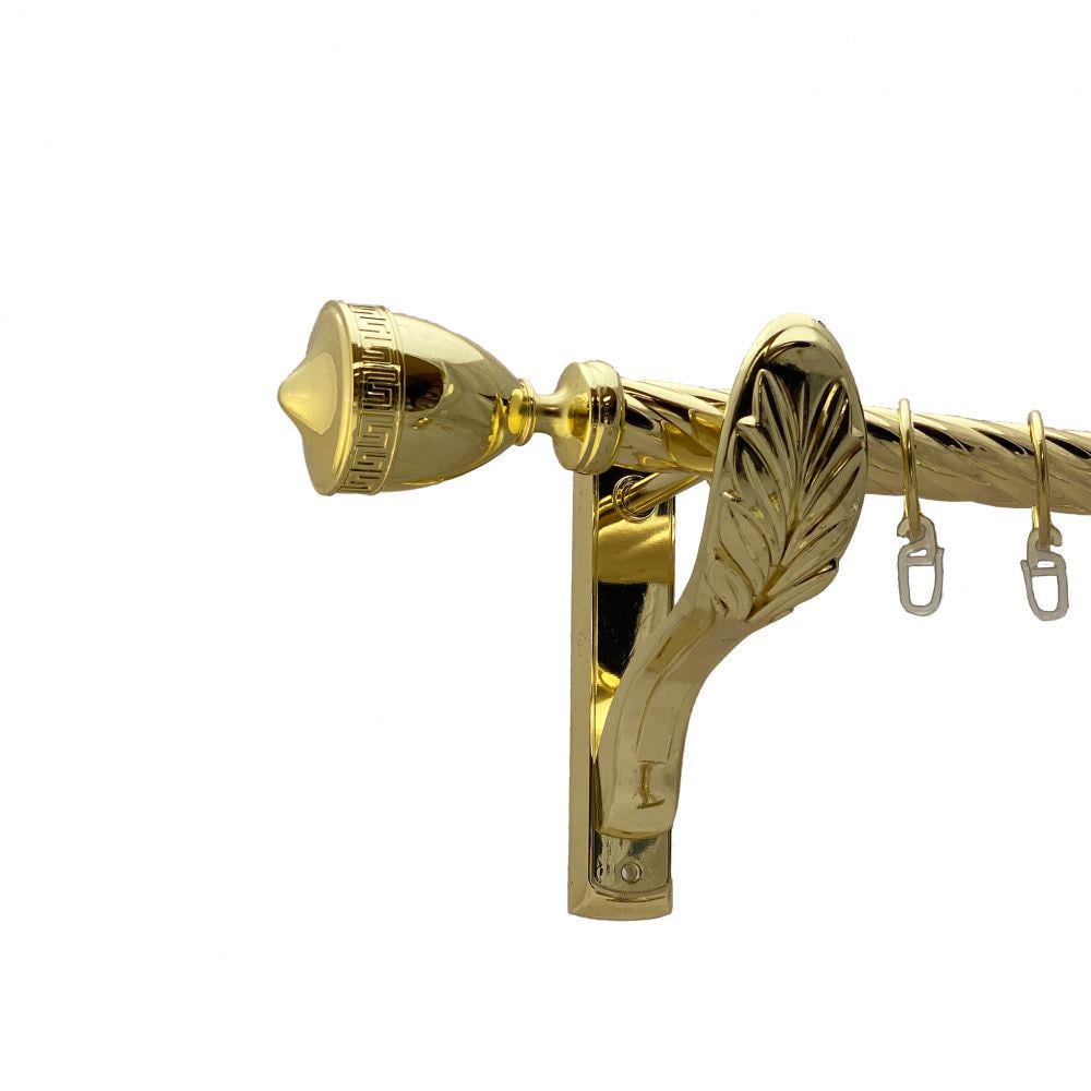 Карниз металлический Orvit Афина однорядный ретро скрученная труба/кольцо металлическое Золото 25 мм 200 см (00-00010752)