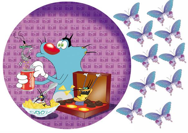 Картинка на торт вафельна Оггі і Кукарача (5899)